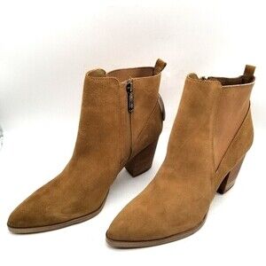 Blondo Womens B6680 Brown Suede Pointed Toe Heel Waterproof Ankle Bootie 8 M